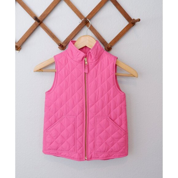 J.Crew Crewcuts Girls Pink Barbiecore Quilted Puffer Vest, size 4-5 - Picture 1 of 9